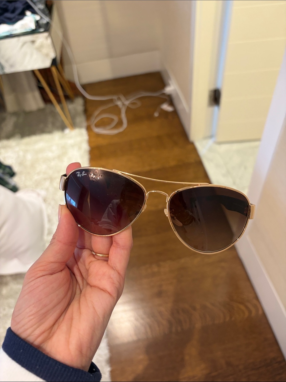 Ray-Ban Men’s Gold Frame Brown Lens Aviator Sunglasses